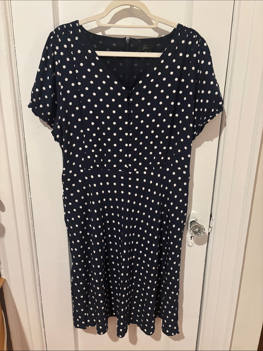 JCREW Navy Polka Dot Dress Sz 16